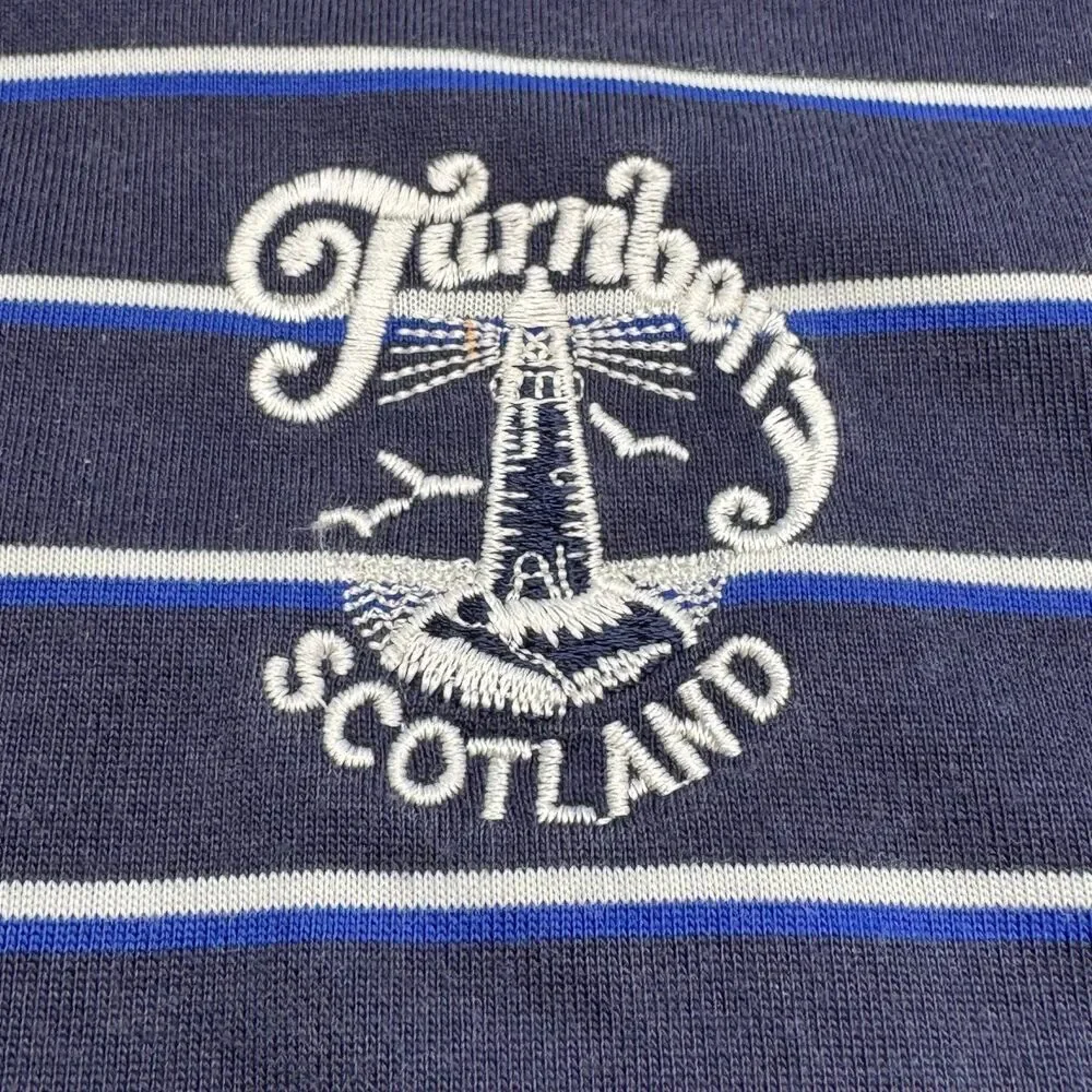 Polo Ralph Lauren Shirt Men L Moisture Wicking Blue Stripe Turnberry Golf Club